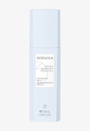Flacon de baume réparateur Kérastil, bleu clair, étiqueté "Strong Nourished Irresistible", 75 mL, 2,5 fl. oz.