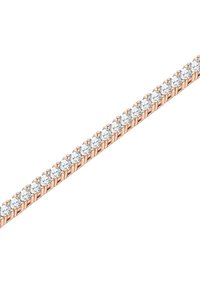 Armband aus Roségold mit einer durchgehenden Reihe von runden, klaren Steinen, die jeweils in einer Krappenfassung gehalten sind und ein lineares Design bilden.