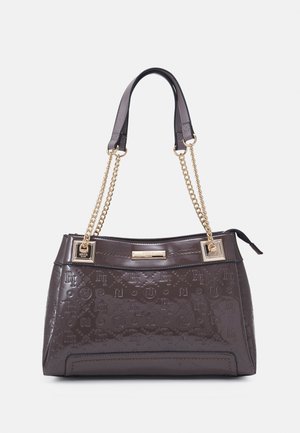 PATENT EMBOSS CHAIN TOTE - Velká kabelka - brown/light