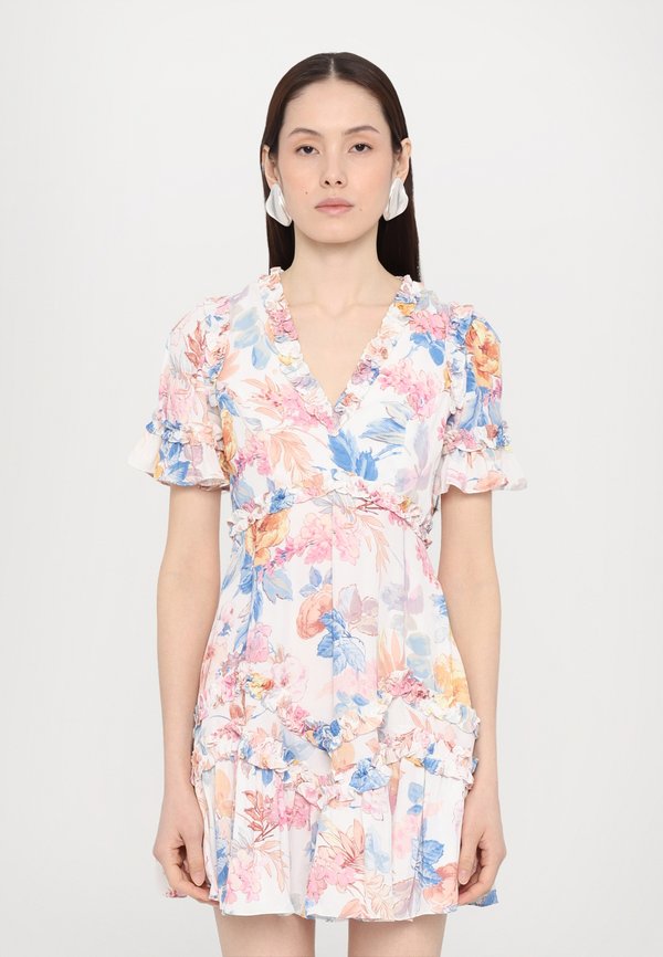 MARIANNES FLORAL V NECK MINI DRESS - Day dress - moonshine