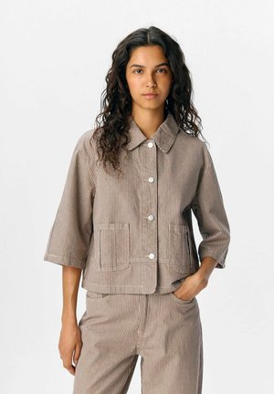 SHACKET GESTREIFTE - Denim jacket - morel