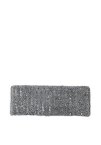 Fascia in maglia grigia realizzata in materiale morbido, con una texture a coste e paillettes sparse per un tocco di dettaglio in più.