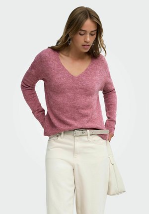 JDY, JDYELANORA L/S V-NECK PULLO. KNT NOOS - Jersey de punto - deco rose