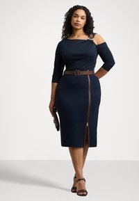Lauren Ralph Lauren Woman BUCKLE TRIM CUTOUT STRETCH JERSEY TOP - Camisola de manga comprida - navy