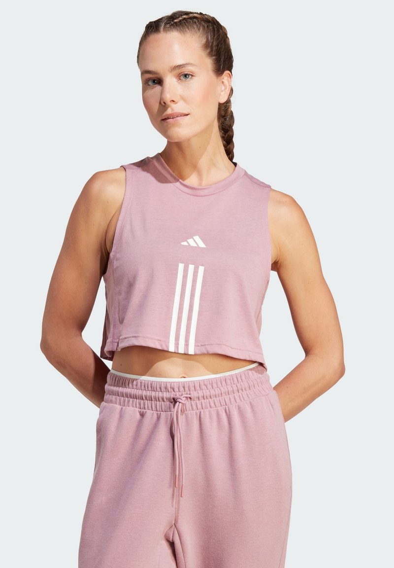 adidas Performance TRAIN ESSENTIALS TRAIN 3-STRIPES - Top - orchid/white