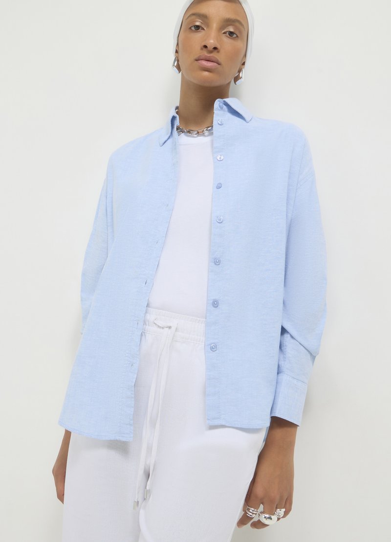 Calliope Button-down blouse - celeste melange