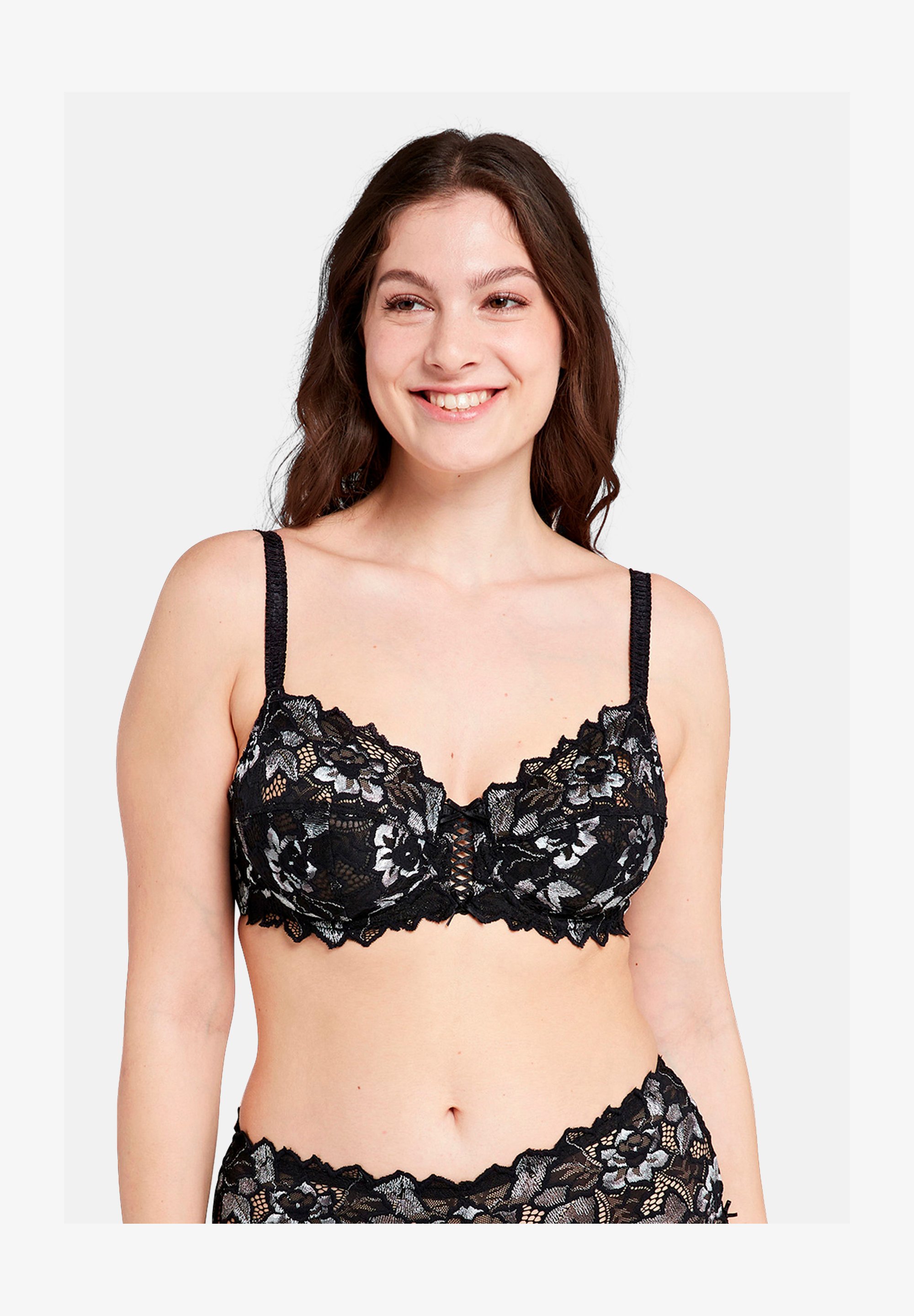 Sans Complexe Arum - Mutande Alta Copertura Da Donna - Blu Sterling, Taglia 50-52, Pizzo Floreale Elasticizzato