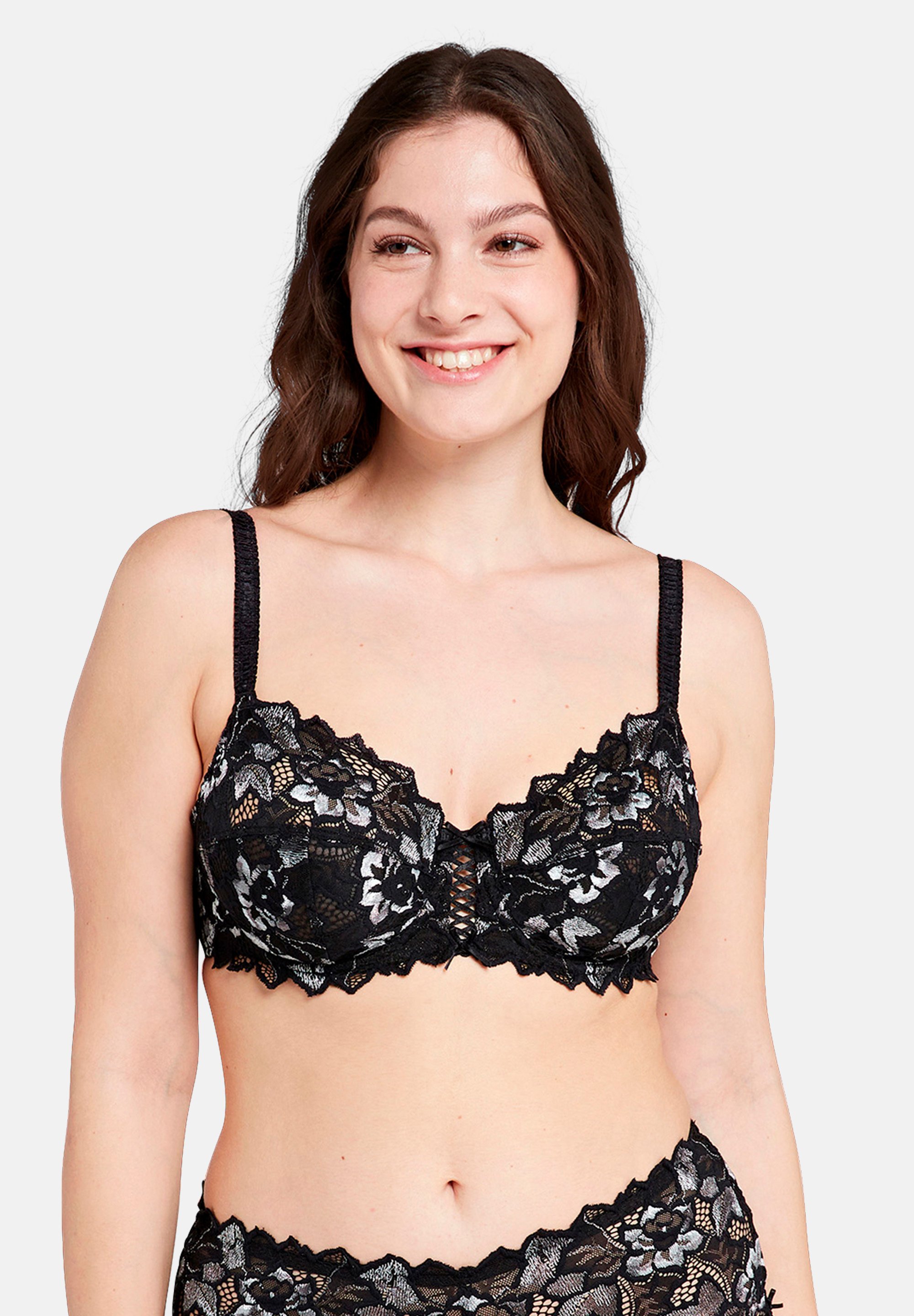 Sans Complexe Arum - Mutande Alta Copertura Da Donna - Blu Sterling, Taglia 50-52, Pizzo Floreale Elasticizzato