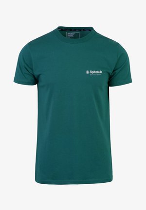 Groene katoenen t-shirt met ronde hals, korte mouwen en een klein wit logo op de linker borst. Geschikt voor een normale pasvorm, met een zachte textuur.