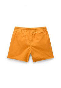 Shorts de bain orange vif avec une taille élastique et une poche arrière unique. Fabriqués en tissu léger et résistant à l'eau.