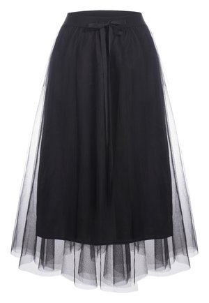 Mustikka tuleskirtti, jossa on istuva vyötärö ja kangasrihmukka. Ominaisuuksia kerroksittain muotoiltu design, pehmeä ja läpinäkyvä tekstuuri sekä sileä vuori.