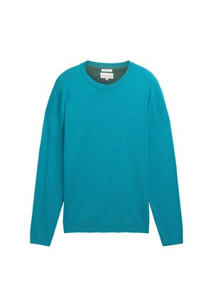 TOM TAILOR, Striktrøje - turquoise blue melange