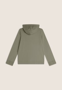 Sudadera verde oliva de manga larga, con una capucha texturizada y perforada y puños. Material suave con un corte holgado.