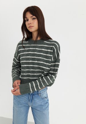 Strikkegenser - light green/white