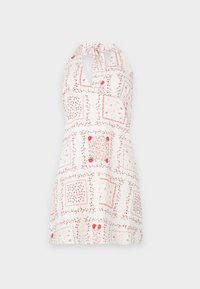 Open Back Linen-Blend Halter Dress - Kasdienė suknelė - white/red