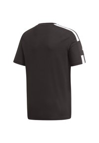 Maglietta nera a maniche corte con scollo rotondo e dettagli a strisce bianche sulle spalle. Realizzata in tessuto liscio e leggero.