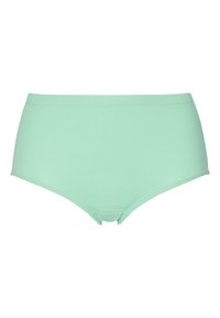 Muntgroene hoge taille slipjes van ribstof, met een elastische tailleband en een naadloos ontwerp voor comfort en flexibiliteit.