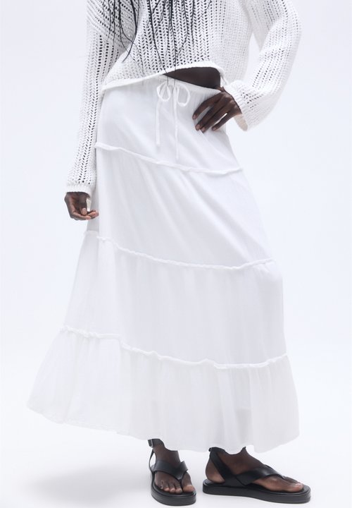 Jupe Paysanne Blanche Pull&Bear Femme – Taille 10, Coton, Taille élastique