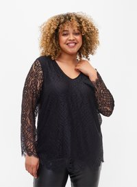 Zizzi WITH V NECK - Blouse - black