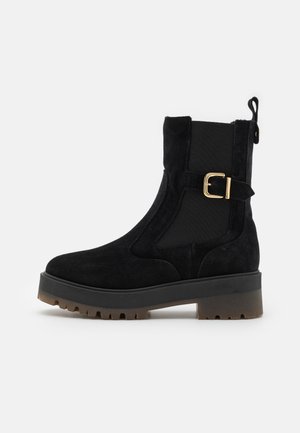 LEATHER - Bottines à plateau - black