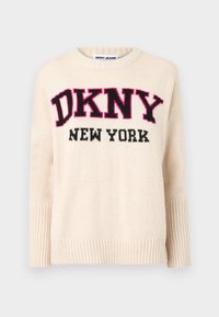 VARSITY LOGO CREW NECK RELAXED - Strikkegenser - cortado heather/black/festive pink