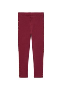 Bordeaux leggins van katoen, met een zachte textuur en zijaccenten in een contrasterende kleur. Elastische tailleband voor comfort.