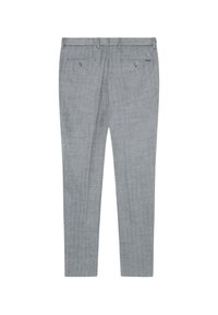 Lichtgrijze broek van textuurstof met een slim fit, voorzien van twee achterzakken en subtiele stiksels.