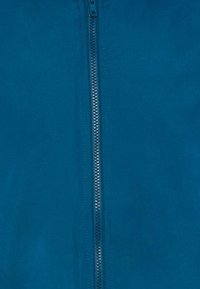Giacca teal con zip centrale. Tessuto dalla consistenza liscia, design minimalista e senza motivi o accenti visibili. Aspetto funzionale e snello.