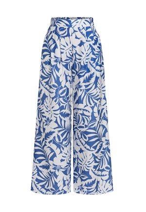 Cupshe, TROPICAL FLORAL PRINT WIDE LEG PANTS - Pantalon classique - white  blue