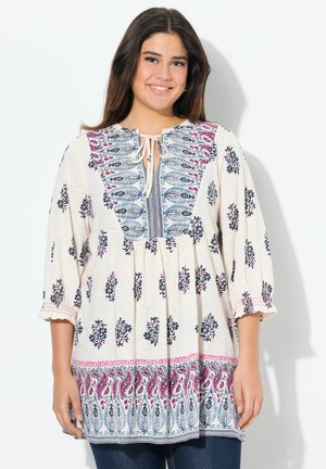 MIXED 3/4 SLEEVE SPLIT NECK - Tunikaer - snow white