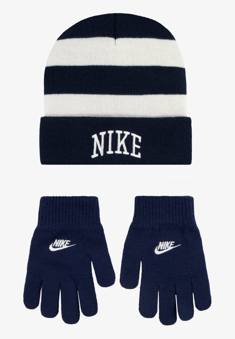 Nike Sportswear CHUNKY STRIPE APEX BEANIE SET UNISEX - Beanie - midnight navy