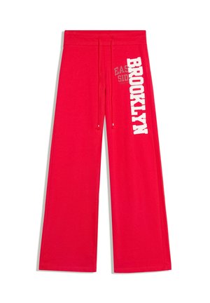 Bershka, STRAIGHT-LEG SWEATPANTS WITH LETTERING - Pantalon de survêtement - red