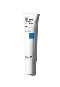 Tubetto bianco con testo nero e un quadrato blu. Prodotto etichettato come "Crema Contro le Occhiaie Veloce", progettata per una riduzione visibile delle occhiaie.