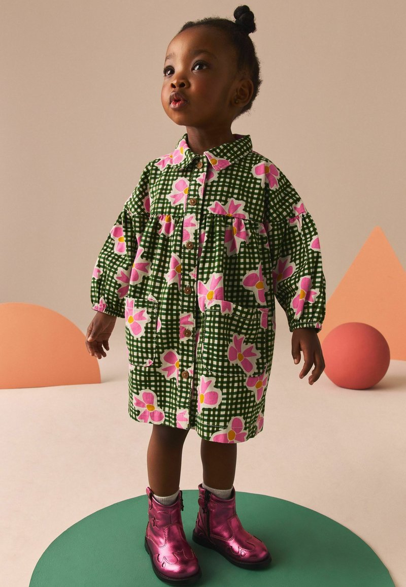 Next Skjortekjole - pink green bow print