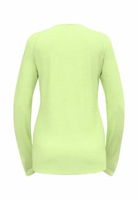 Langärmliges Shirt in leuchtendem Limettengrün, aus einem weichen, strukturierten Stoff. Mit Rundhalsausschnitt und leicht abgerundetem Saum.