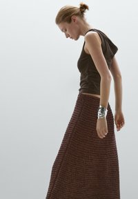 Massimo Dutti DRAPED WITH KNOT DETAIL - Top - dark brown