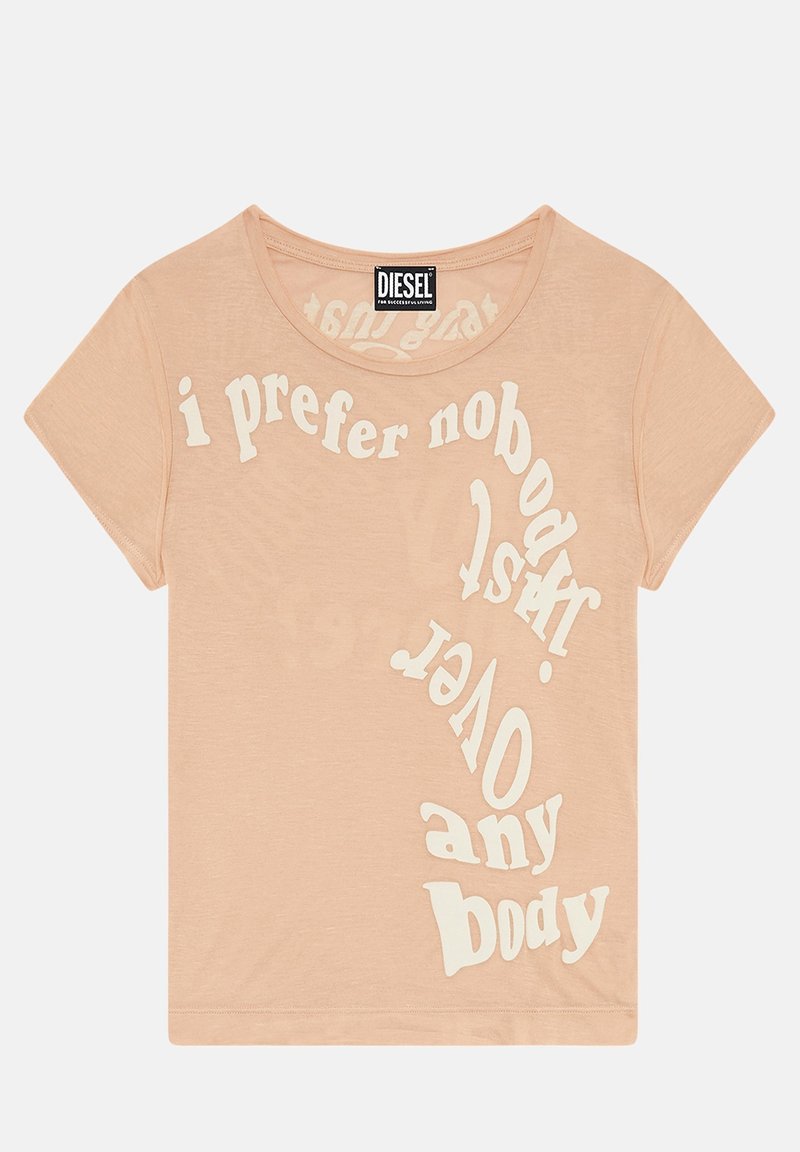 Diesel T-shirt print donkerroze