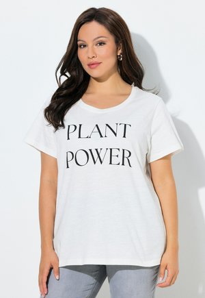 PLANT POWER SHORT SLEEVE V-NECK TEE - T-Shirt print - off-white