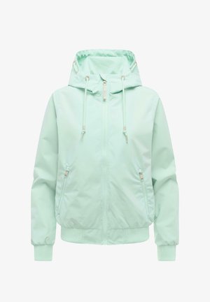 Hellmintgrüne Kapuzenjacke mit Frontreißverschluss, Kordelzugkapuze, seitlichen Reißverschlusstaschen sowie gerippten Bündchen und Saum.