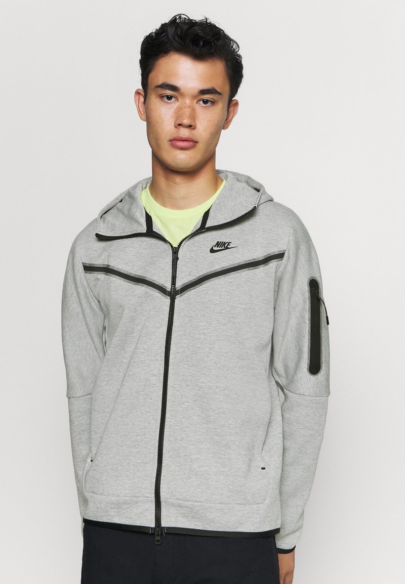 Nike Sportswear - M NSW TCH FLC FZ WR - Vetoketjullinen college - dk grey heather/black, Suurenna