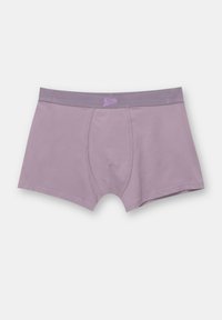 Lilac bomuldsboxershorts med en glat tekstur. Har en lidt mørkere elastik med et lille logo i midten.
