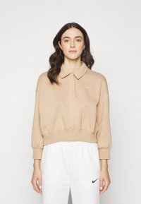 Nike Sportswear W NSW STYLE FLC CROP 3Q POLO - Camisola - beige