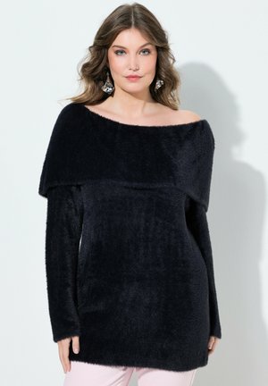 REGULAR FIT FANCYSTRICK VOLANT AM AUSSCHNITT - Sweat polaire - black