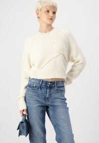 American Eagle CROPPED CREW BOW NOVELTY - Pulover - cream