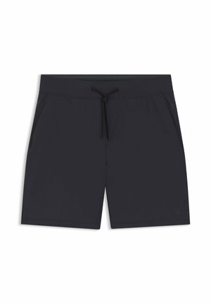 Costume da bagno grigio scuro in tessuto leggero. Presenta una vita regolabile con coulisse, due tasche laterali e un logo discreto.