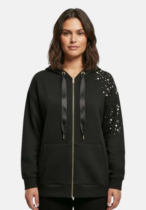CAFèNOIR, FELPA STRASS COL  N001 - Felpa con zip - black