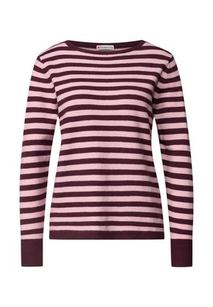 Street One, PULLOVER MIT BOAT NECK UND STREIFEN - Striktrøje - rustic rouge mel