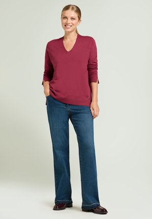 CON SCOLLO A V - Maglione - bordeaux