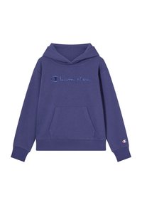 Felpa viola realizzata in misto cotone. Include una tasca frontale, logo "Champion" ricamato e polsini a costine.