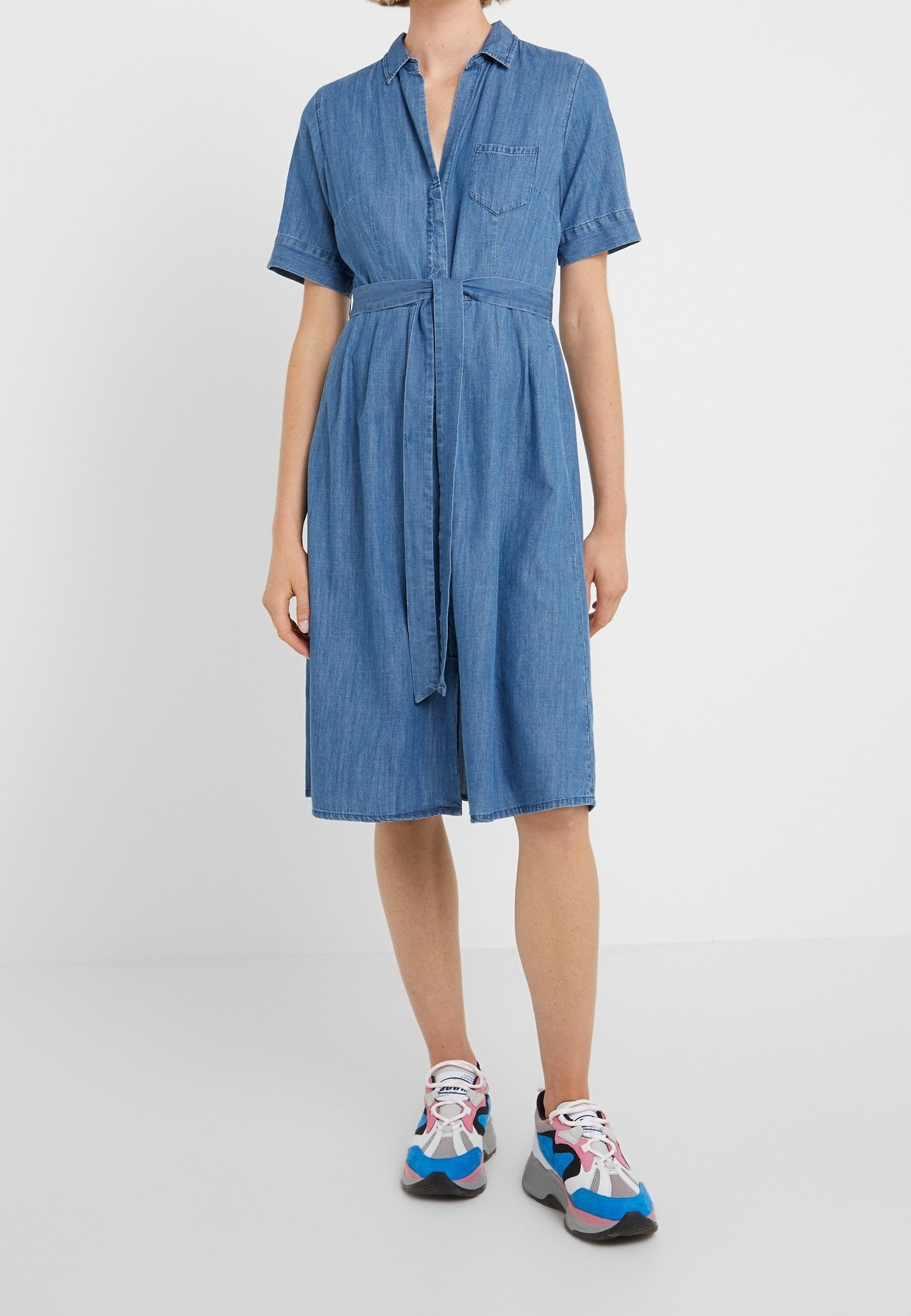 j crew denim shirt dress Sleeveless Denim Mini Dress For Women